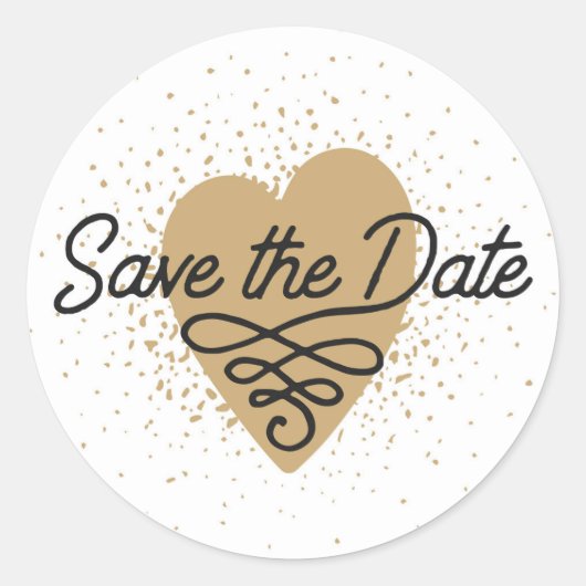 日付の丸いステックラシックカーを保存 ラウンドシール (正面)