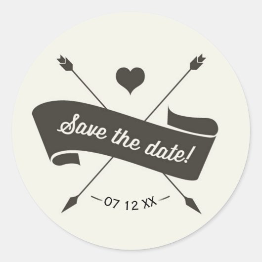 日付の丸いステックラシックカーを保存 ラウンドシール (正面)