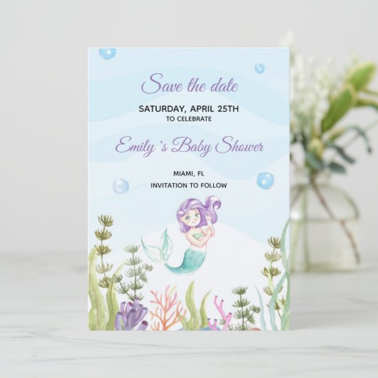 日付の人魚の水彩画の紫色を救って下さい セーブザデート (スタンド正面)