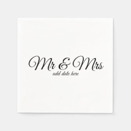 日付の付いたカスタムウェディングナプキン スタンダードカクテルナプキン