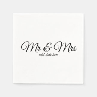 日付の付いたカスタムウェディングナプキン スタンダードカクテルナプキン