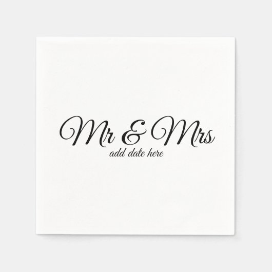 日付の付いたカスタムウェディングナプキン スタンダードカクテルナプキン (正面)