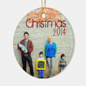日付の付いた飾り付き写真クリスマス セラミックオーナメント (左)