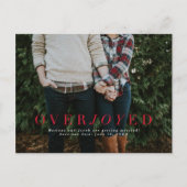 日付の休日の写真はがきを保存する大喜び赤 案内ポストカード (正面)