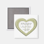 日付の保エレガント存グリッターハート金ゴールド白 マグネット (正面/裏面)