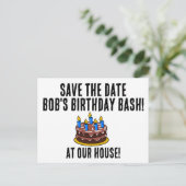 日付の保存お誕生日ケーキパーティの招待状 案内ポストカード (スタンド正面)