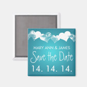 日付の保存のグランジハートターコイズ マグネット (正面/裏面)