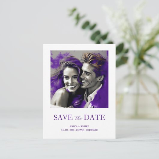 日付の保存のシンプルデザイン ポストカード (スタンド正面)