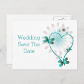 日付の保存はがきミントハートと蝶 案内ポストカード (正面/裏面)