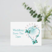 日付の保存はがきミントハートと蝶 案内ポストカード (スタンド正面)