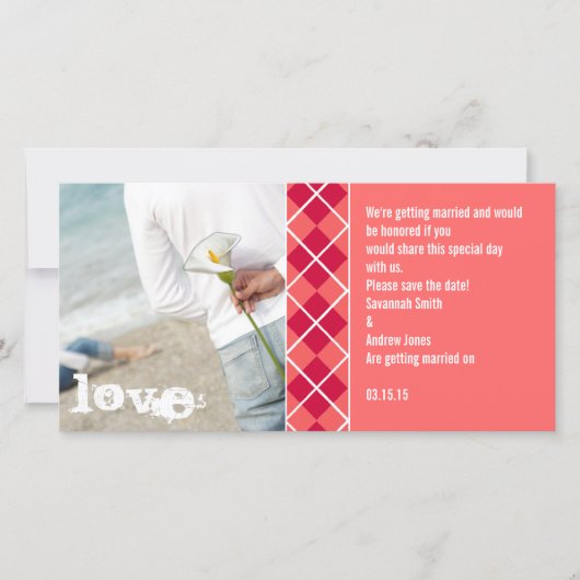 日付の保存アーガイル招待状 セーブザデート (正面)