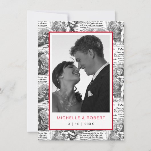 日付の保存エレガントアンティークCupids写真 招待状 (正面)