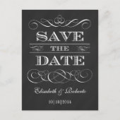日付の保存エレガントヴィンテージChalkboardスタイル 案内ポストカード (正面)