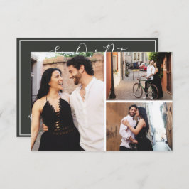 日付の保存エレガント赤面フローラ3-Photo Card 招待状