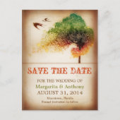 日付の保存カラフルラブツリーヴィンテージポストカード 案内ポストカード (正面)