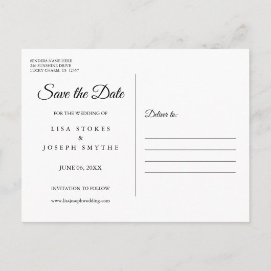 日付の保存カレンダー金ゴールドラブハートChalkboard 案内ポストカード (裏面)