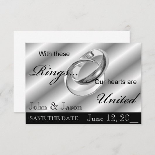 日付の保存ゲイ結婚式招待状 招待状 (正面/裏面)