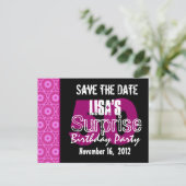 日付の保存サプライズ50thパーティーピンクV451 案内ポストカード (スタンド正面)