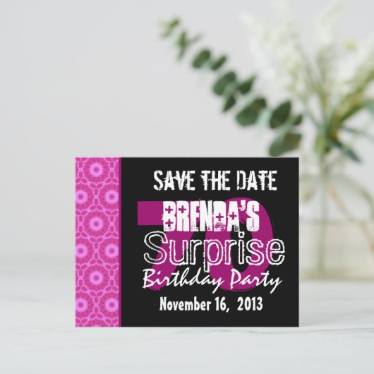 日付の保存サプライズ70thパーティーピンクW1750 案内ポストカード (スタンド正面)