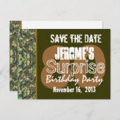 日付の保存サプライズ80番目のパーティー迷彩柄V02 案内ポストカード (正面/裏面)