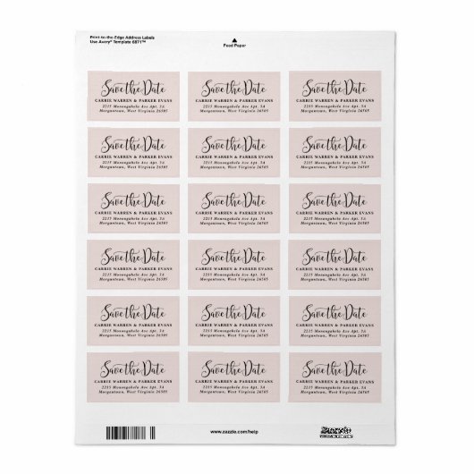 日付の保存シンプル赤面ピンク差出人住所 ラベル (フルシート)