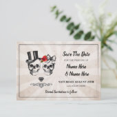 日付の保存スカル素朴バラカードひし形 セーブザデート (スタンド正面)