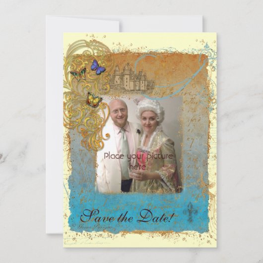 日付の保存ストーリーブックフォト招待状 セーブザデート (正面)