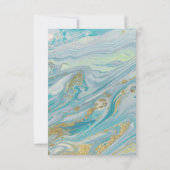 日付の保存ターコイズと金ゴールド大理石結婚のカード 招待状 (裏面)