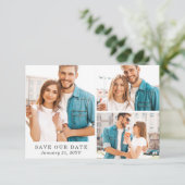 日付の保存ターコイズと金ゴールド大理石3-Photoカード 招待状 (スタンド正面)