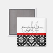 日付の保存ダマスクモノグラム結婚の磁石 マグネット (正面/裏面)