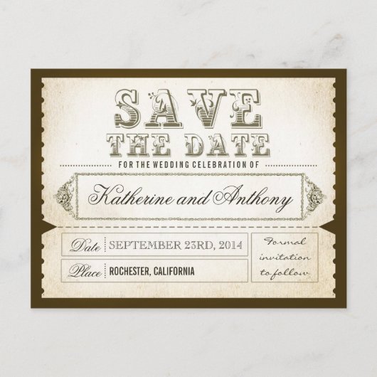 日付の保存チケット – はがき 案内ポストカード (正面)