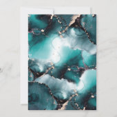 日付の保存ティール（緑がかった色）緑のインク招待状 招待状 (裏面)