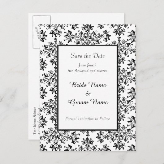 日付の保存デイジーダマスク葉書 案内ポストカード (正面/裏面)