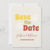 日付の保存デイジーGroovyフローラ招待状 (正面)