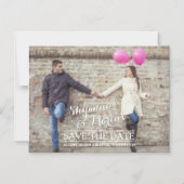 日付の保存トレンディータイポグラフィ写真テンプレート マグネット招待状 (正面)