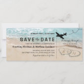 日付の保存トロピカルビーチハート搭乗券 セーブザデート (正面)