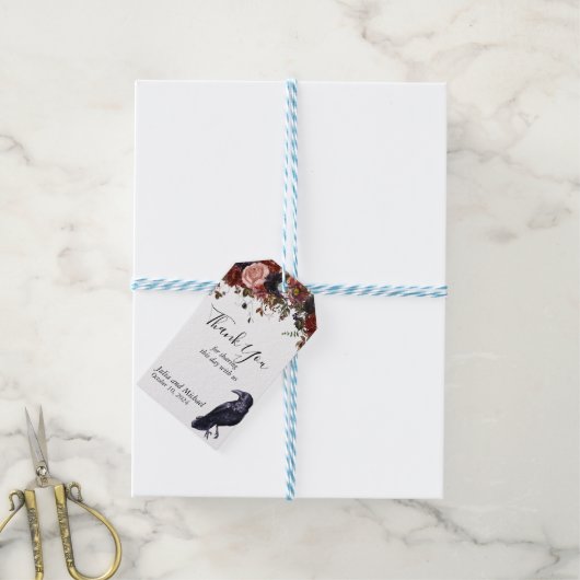 日付の保存ハロウィーン秋の結婚式レイヴン ギフトタグ (より糸付き)