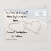 日付の保存ハートとビーチ結婚式はがき 案内ポストカード (裏面)