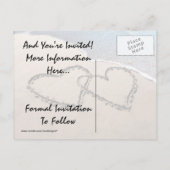 日付の保存ハートとビーチ結婚式はがき 案内ポストカード (裏面)