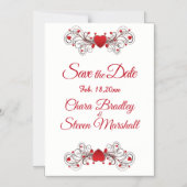 日付の保存ハート マグネット招待状 (正面)