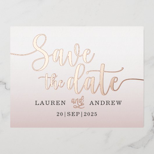 日付の保存バラゴールドフォイルホリデーポストカード 箔シーズンポストカード (正面)