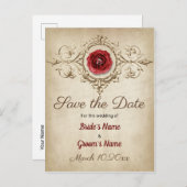 日付の保存バラダイアモンドグラマーきらきら光るヴィンテージ 案内ポストカード (正面/裏面)