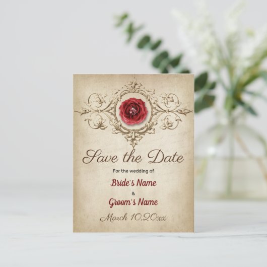 日付の保存バラダイアモンドグラマーきらきら光るヴィンテージ 案内ポストカード (スタンド正面)