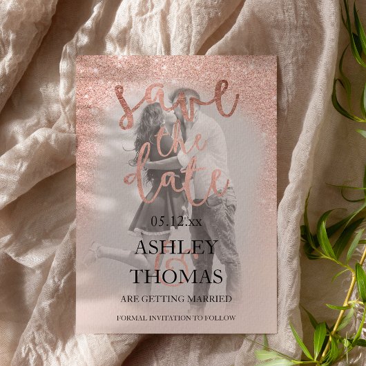 日付の保存バラ金ゴールドグリッタースクリプトの写真 案内ポストカード