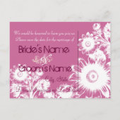 日付の保存パープルラズベリー明るい赤紫色フローラ 案内ポストカード (裏面)