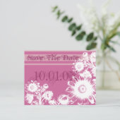 日付の保存パープルラズベリー明るい赤紫色フローラ 案内ポストカード (スタンド正面)