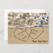日付の保存ビーチハート 案内ポストカード (正面/裏面)
