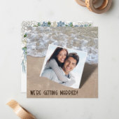 日付の保存ビーチ結婚式 ノートカード (正面/裏面インサイチュ)