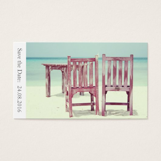 日付の保存ビーチ結婚式 – 名刺 (正面)