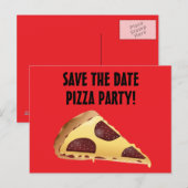 日付の保存ピザパーティの招待状はがき 案内ポストカード (正面/裏面)